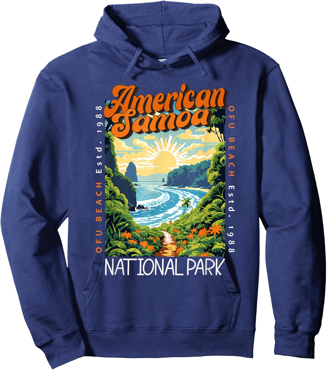 American Samoa National Park Retro Distressed Vintage Hoodie - Hoodie | Navy