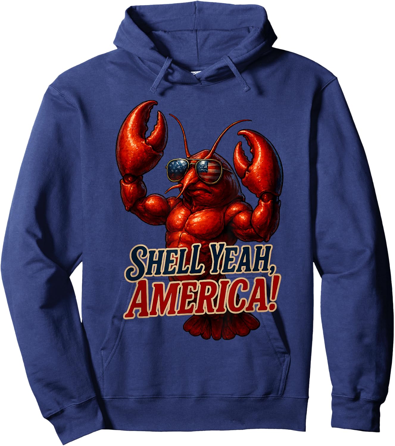 Crab Patriotic Lobster USA Shell Yeah America 4th of July Hoodie - Hoodie | Navy