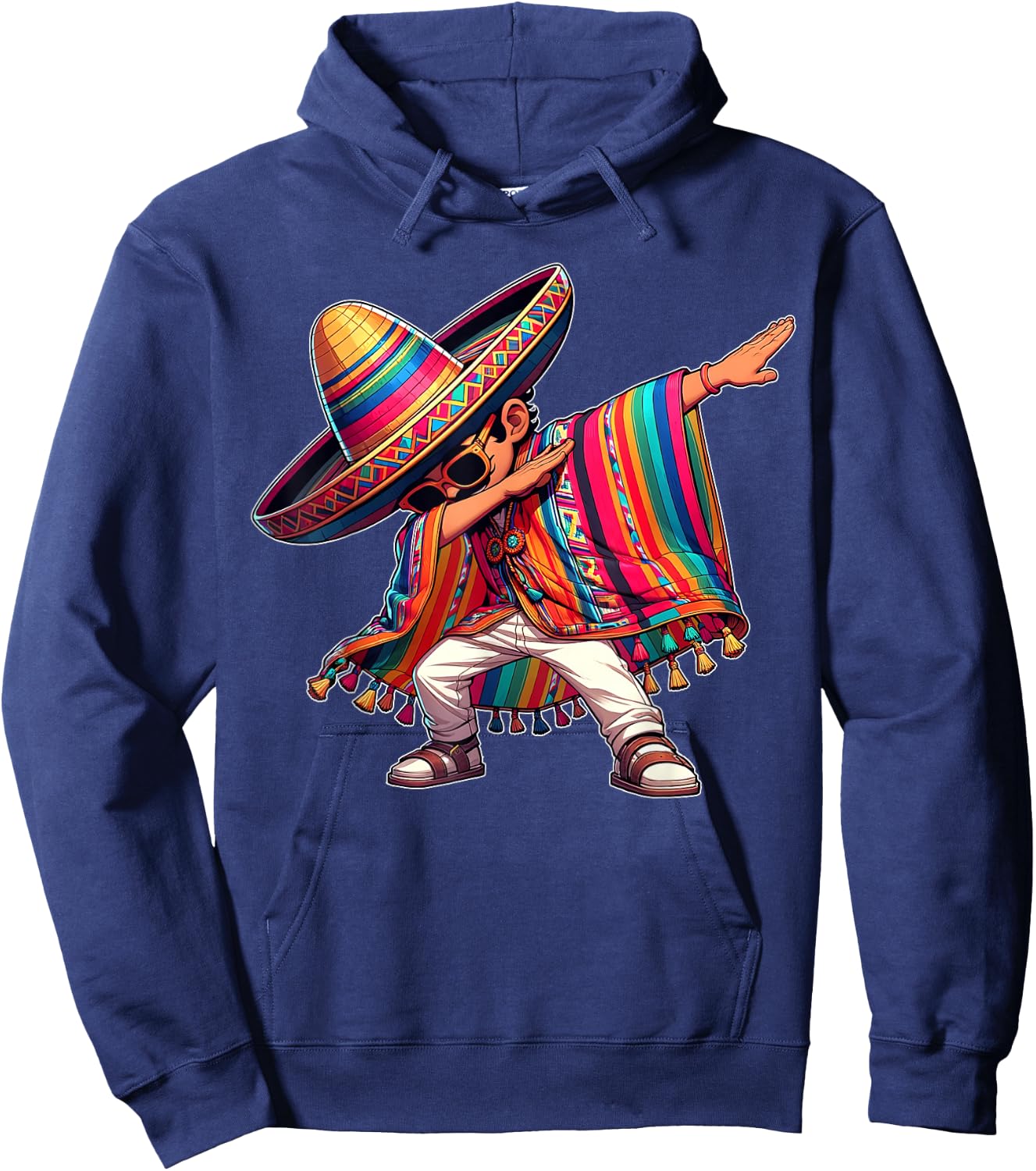 Dabbing Mexican Poncho Cinco de Mayo Men Sombrero Funny Dab Hoodie - Hoodie | Navy