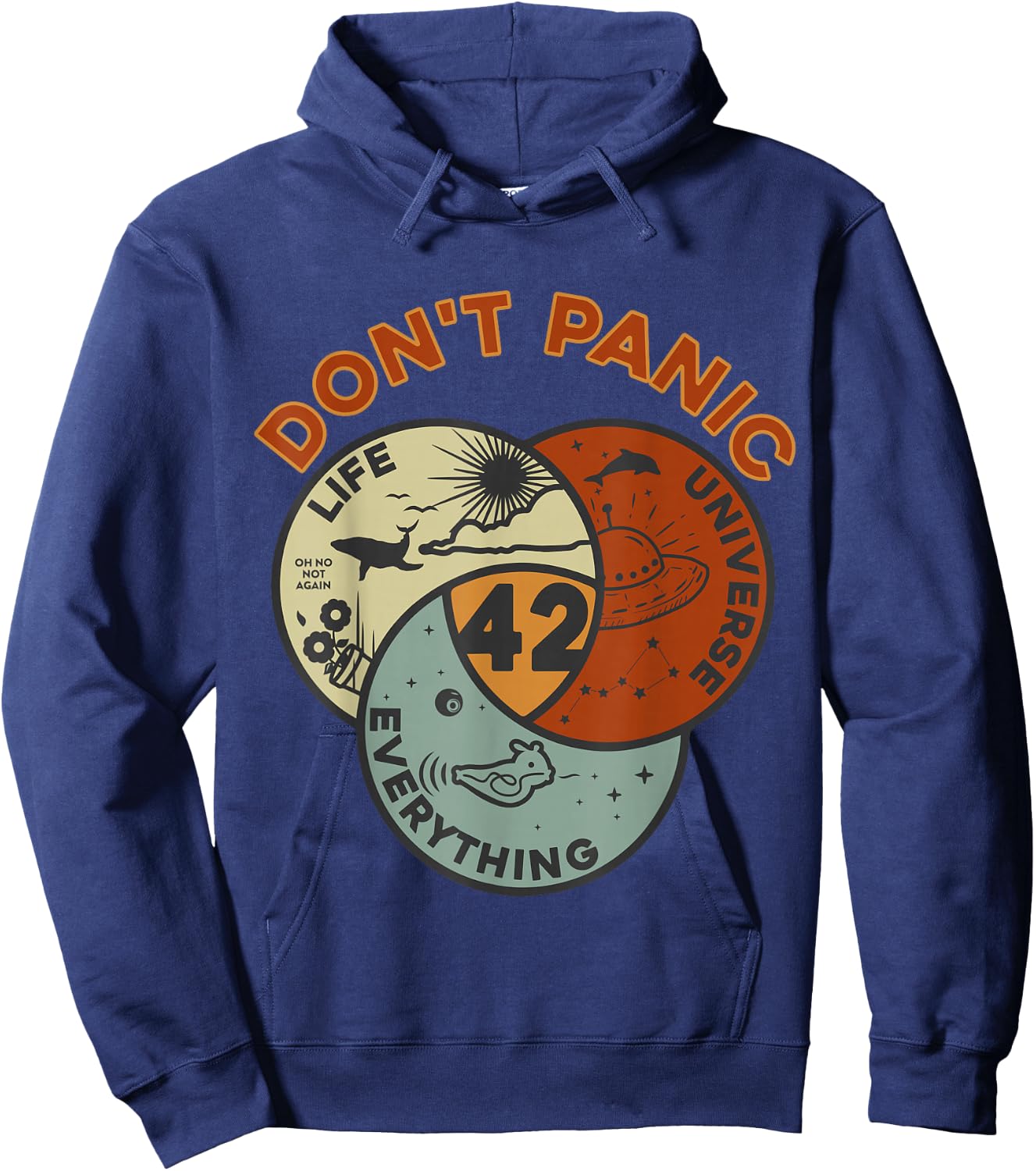 42 Answer to Life, the Universe and Everything No Panic , black Hoodie - Hoodie | Navy