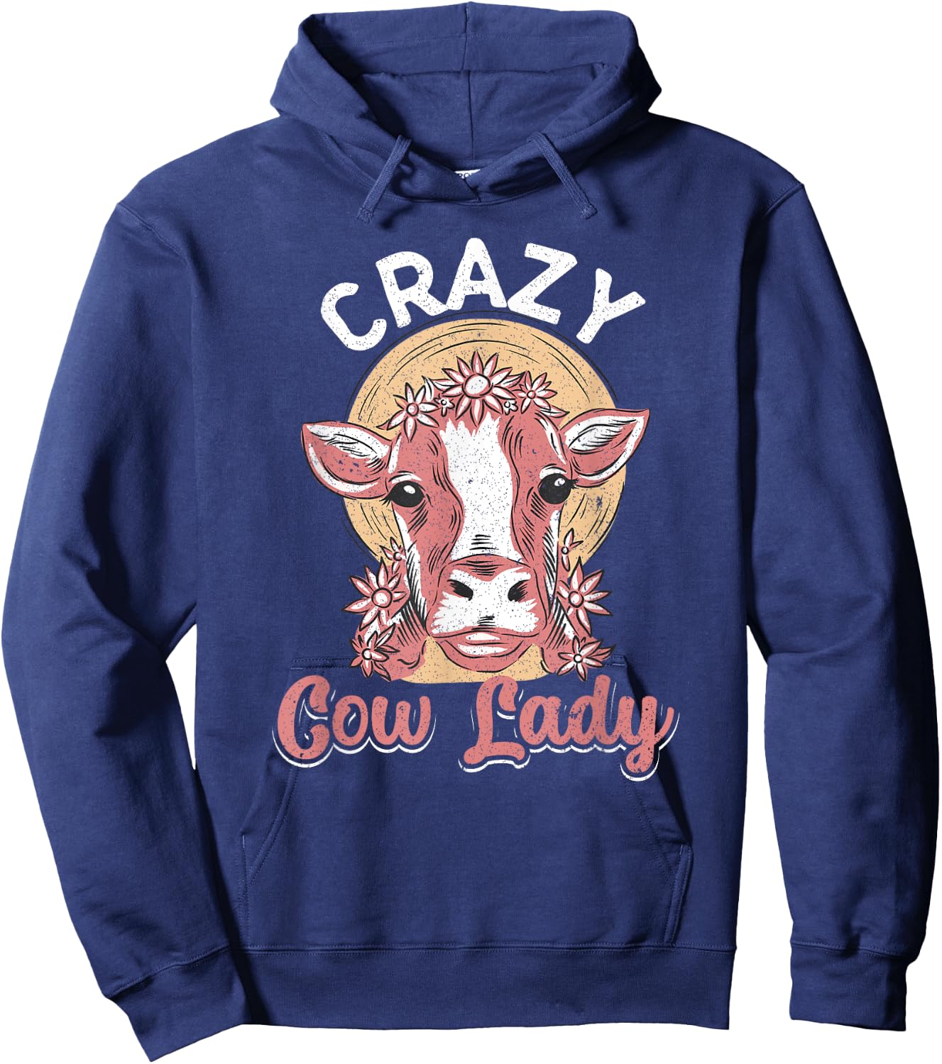 Crazy Cow Lady Funny Cow Lover Women Girls Hoodie - Hoodie | Navy