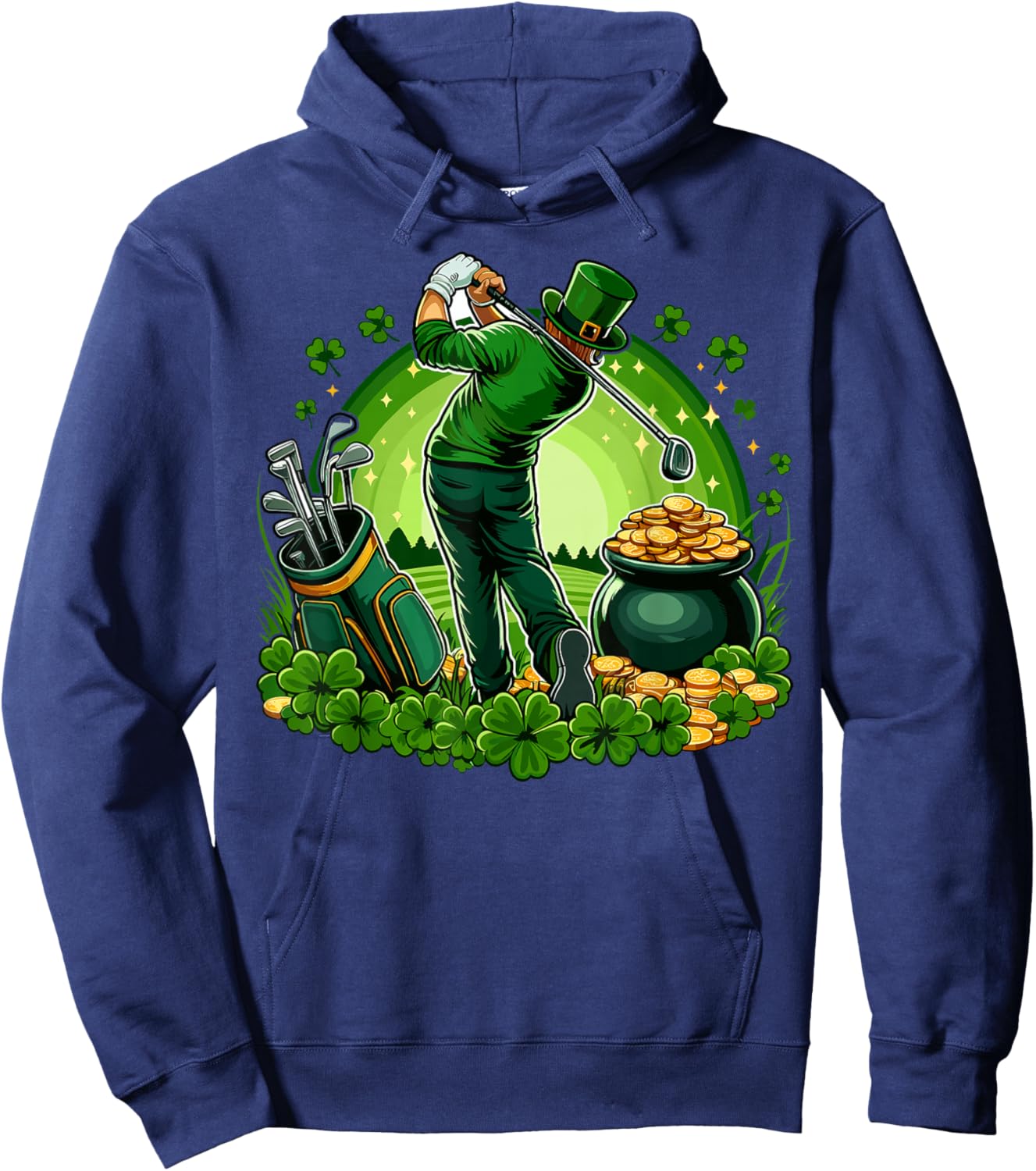 St Paddys Day Golf Men St Patty's Day Golf Golfing Golfer Hoodie - Hoodie | Navy