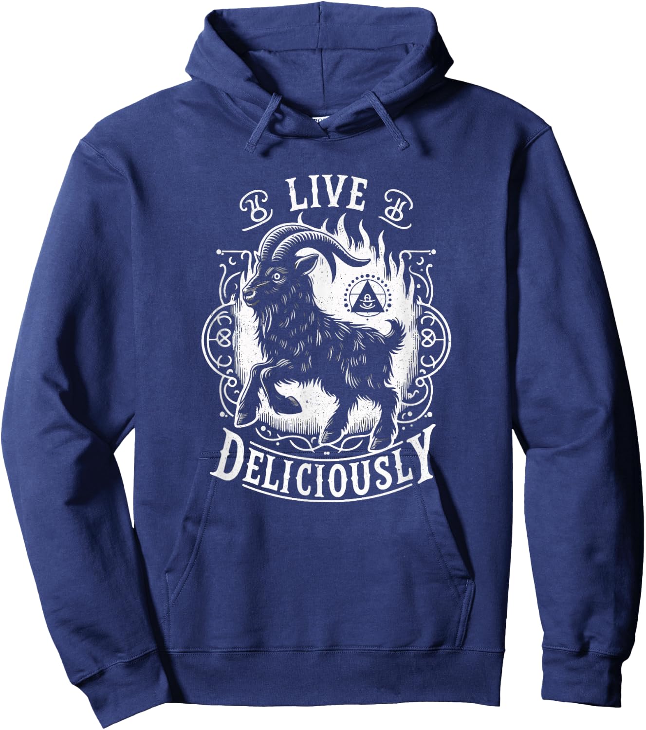 Vintage Witch Horror Goth Occult Live Deliciously Hoodie - Hoodie | Navy