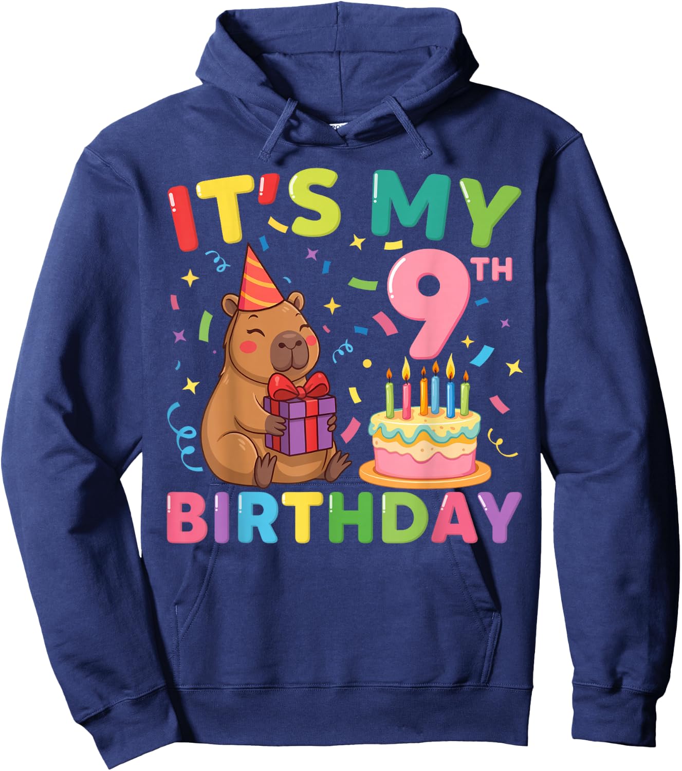 Es ist Mein 9. Geburtstag Capybara, 9 Jahre, Junge, Mädchen, Cappy Bday Hoodie - Hoodie | Navy