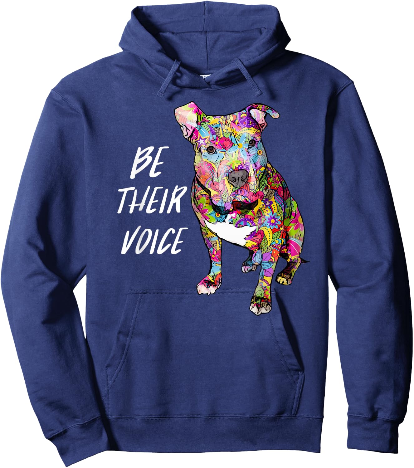Pitbull Hippie Be Their Voice Peace Love and Pitbulls Hoodie - Hoodie | Navy