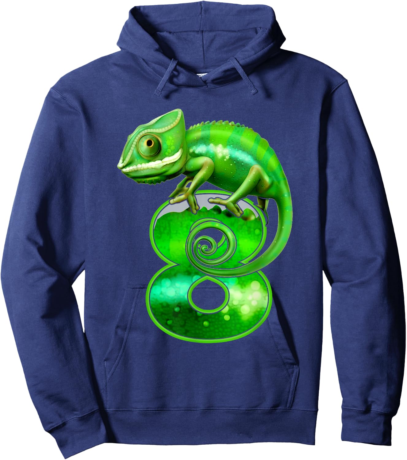 Kids 8 Years Old Lizard 8th Birthday Party Chameleon , black Hoodie - Hoodie | Navy