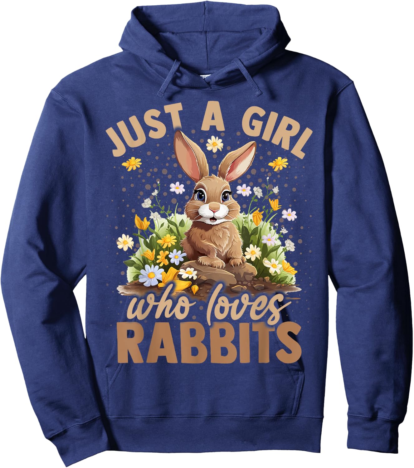 Just A Girl Who Loves Rabbits Aesthetic Flower Women Girls Hoodie - Hoodie | Navy
