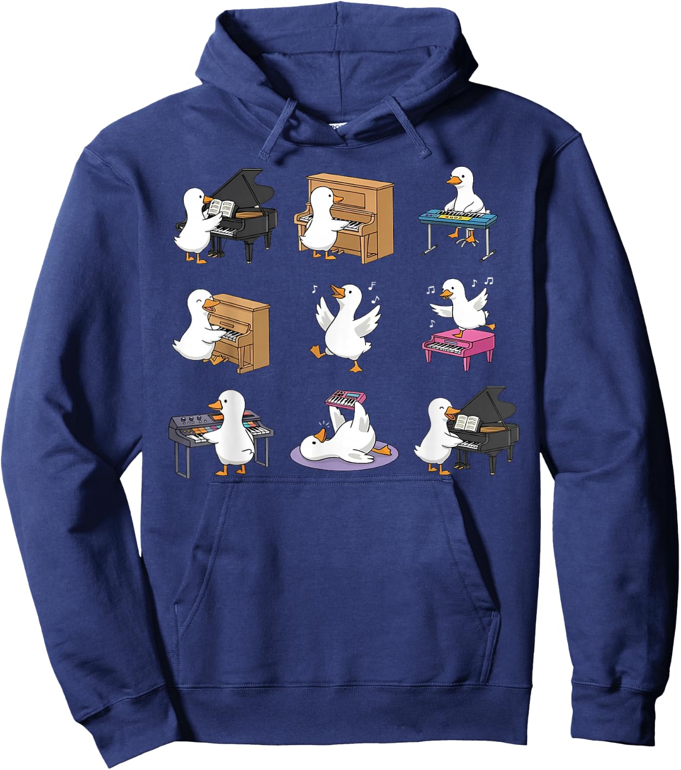Silly Goose Playing Piano Cute Piano Teacher Keyboard Player Hoodie - Hoodie | Navy