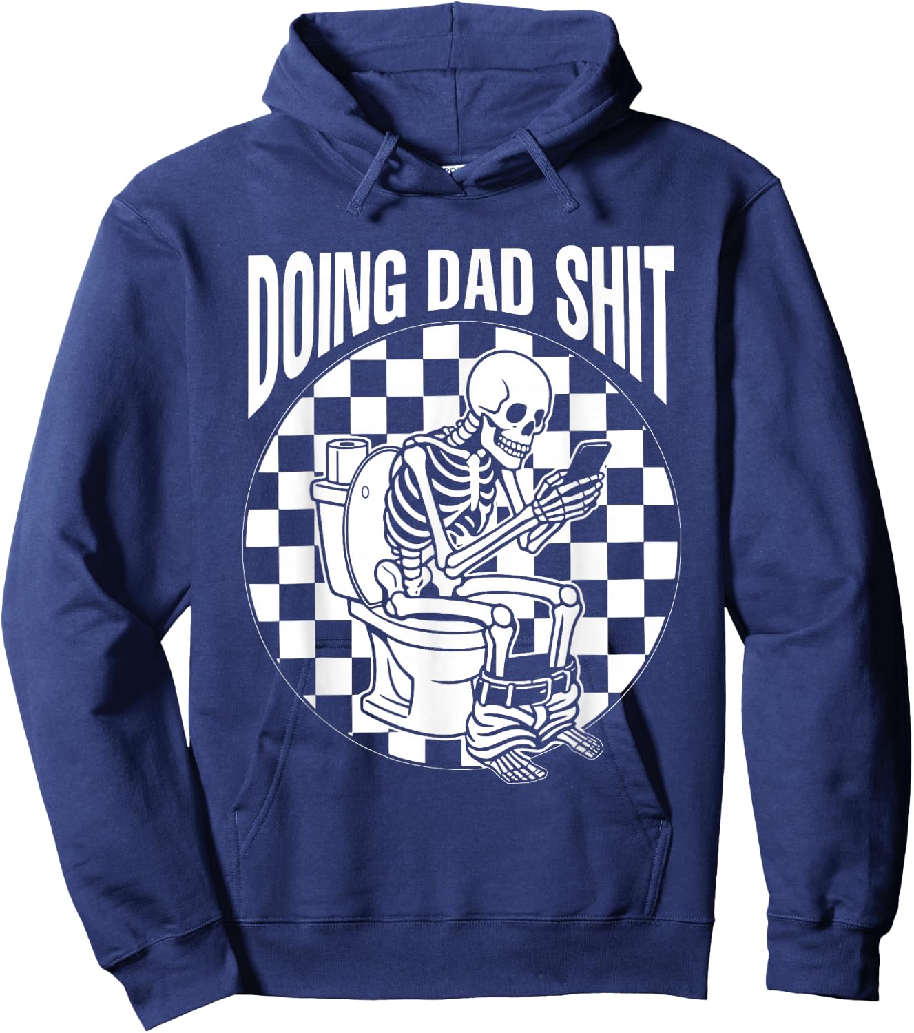 Retro Checkered Doing Dad Shit Skeleton Humor Fathers Day Hoodie - Hoodie | Navy