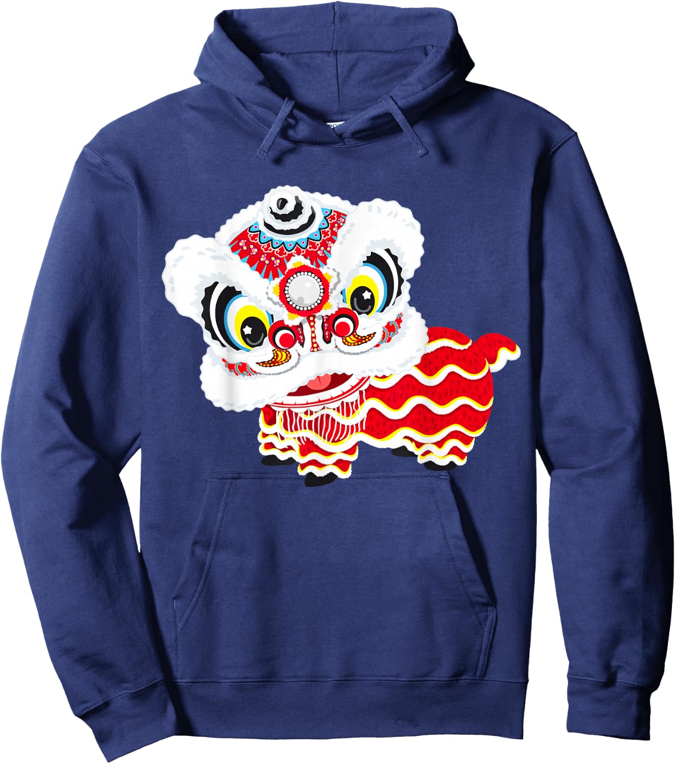 Chinese Cute Traditional Dancing Lion Art Happy New Year Hoodie - Hoodie | Navy