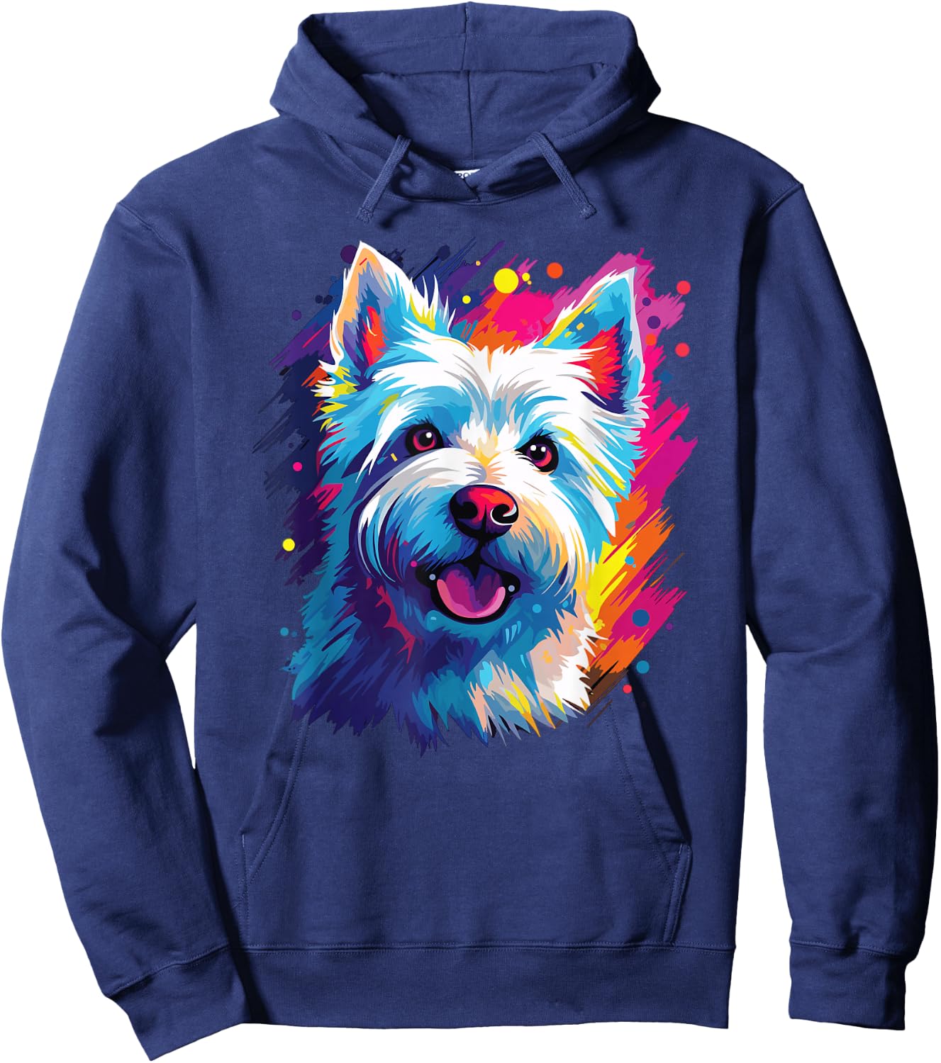 Watercolor Colorful West Highland White Terrier Dog Hoodie - Hoodie | Navy