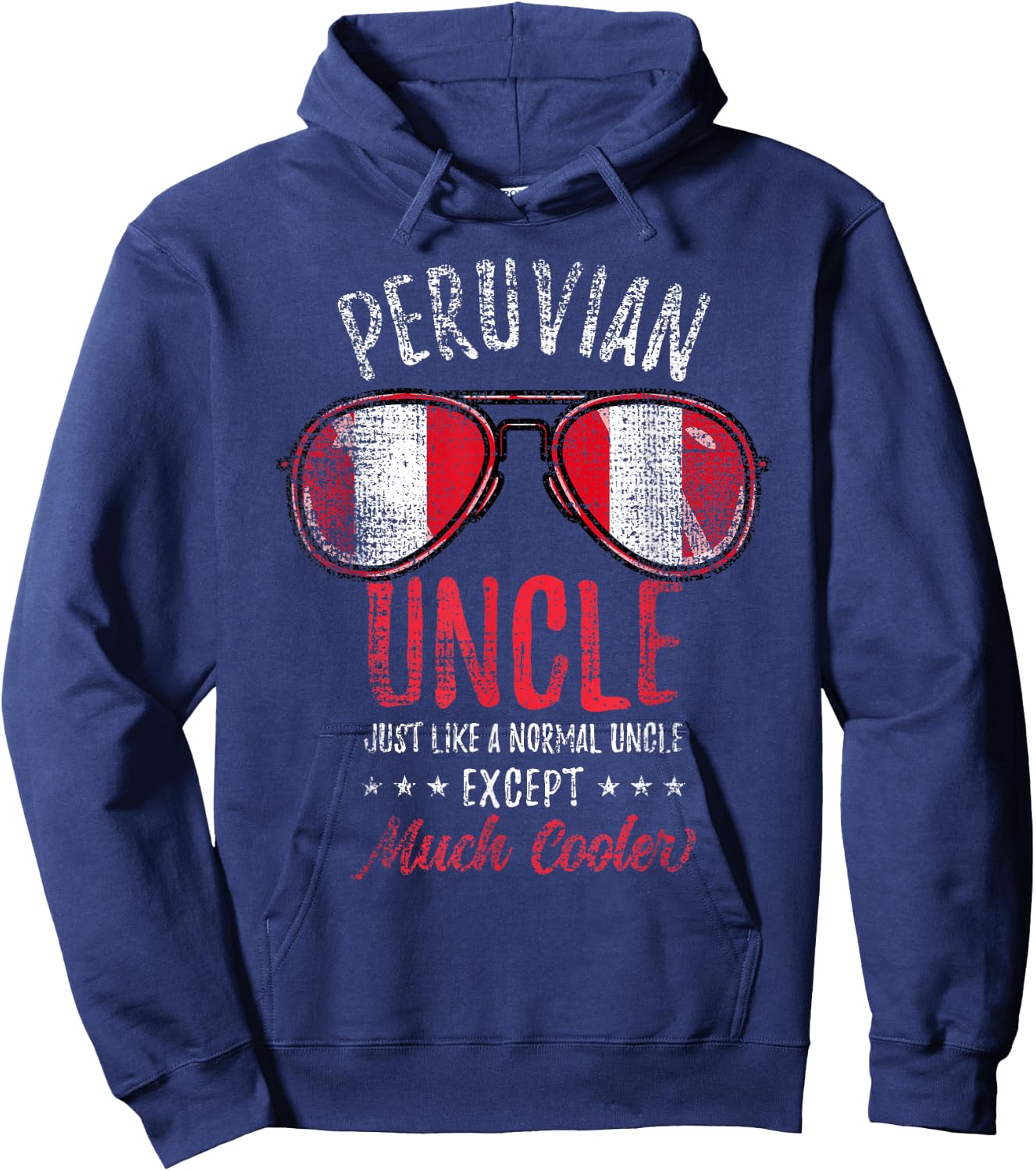 Cool Peruvian Uncle Sunglasses Peruvian Family Vintage Hoodie - Hoodie | Navy