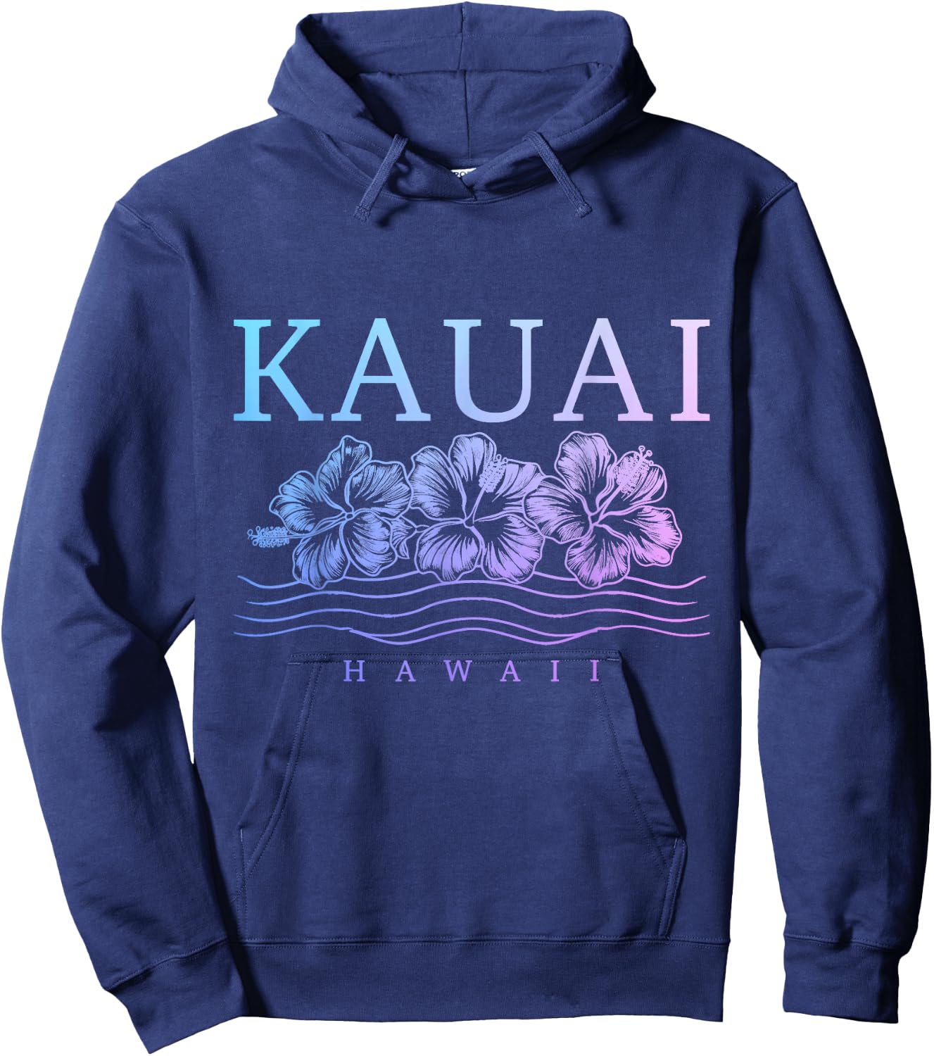 Kauai Hawaii Hawaii Hawaii Hibiscus Flowers Surfer Souvenir Hoodie - Hoodie | Navy