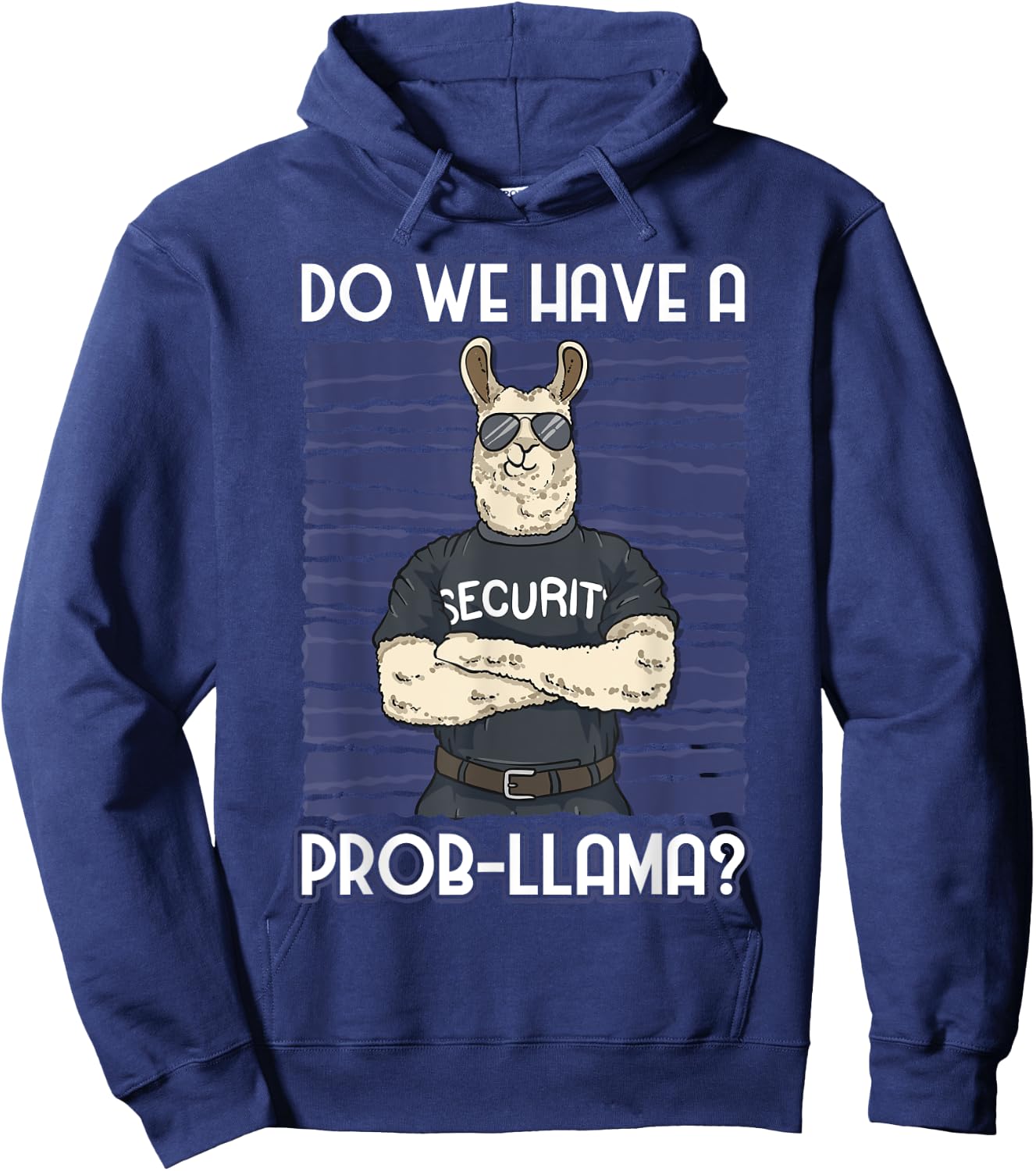 Funny Bouncer -Adults Security Guard Alpaca , Black, Small, Short Sleeve Hoodie - Hoodie | Navy