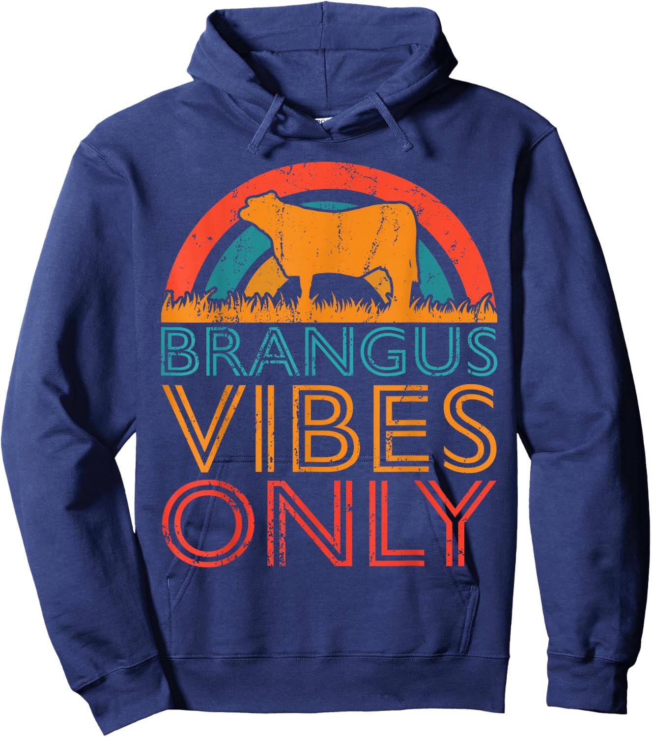 Cow Vibes Only - Cow Breeder Brangus Cattle Farmer Hoodie - Hoodie | Navy