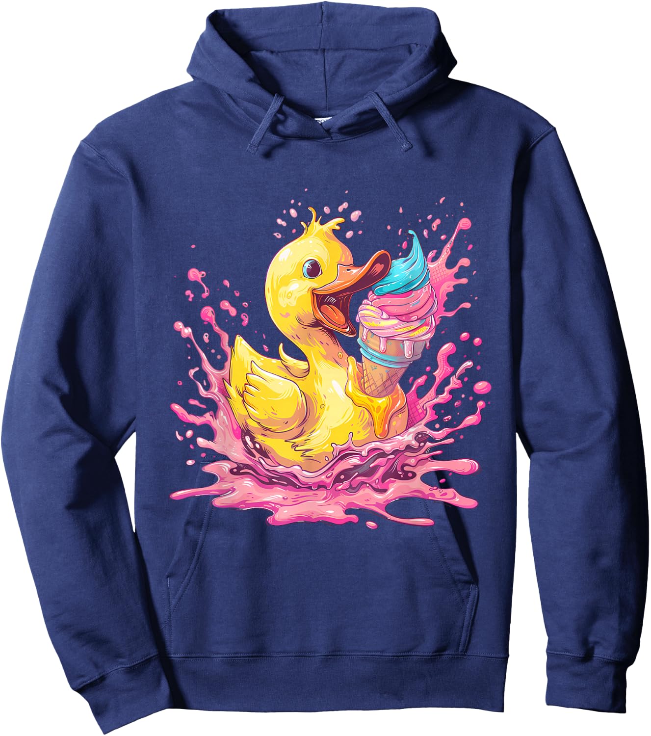 Bath Duck Watercolour Rubber Duckling Ice Cream Lovers Hoodie - Hoodie | Navy