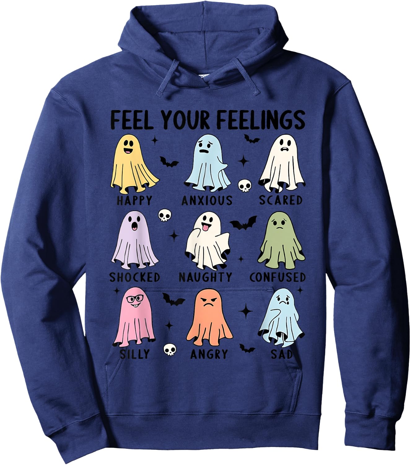 School Counselor Halloween Feel Your Feeling Mental Health Hoodie - Hoodie | Navy