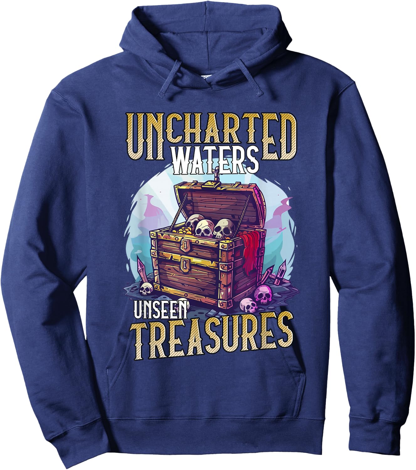 Skull and Crossbones Design Uncharted Waters , Black, S Hoodie - Hoodie | Navy