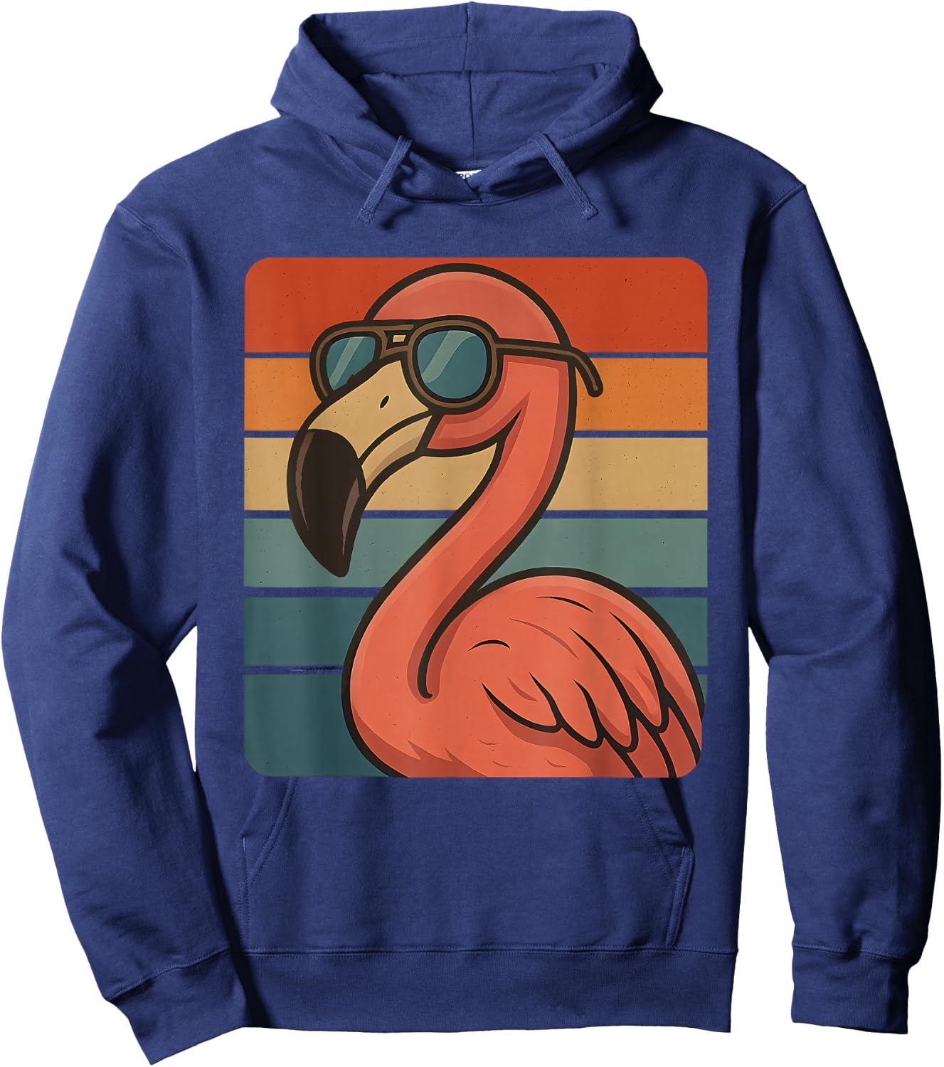 Cool Retro Flamingo Sunglasses 70s 80s 90s Funny Flamingo Hoodie - Hoodie | Navy