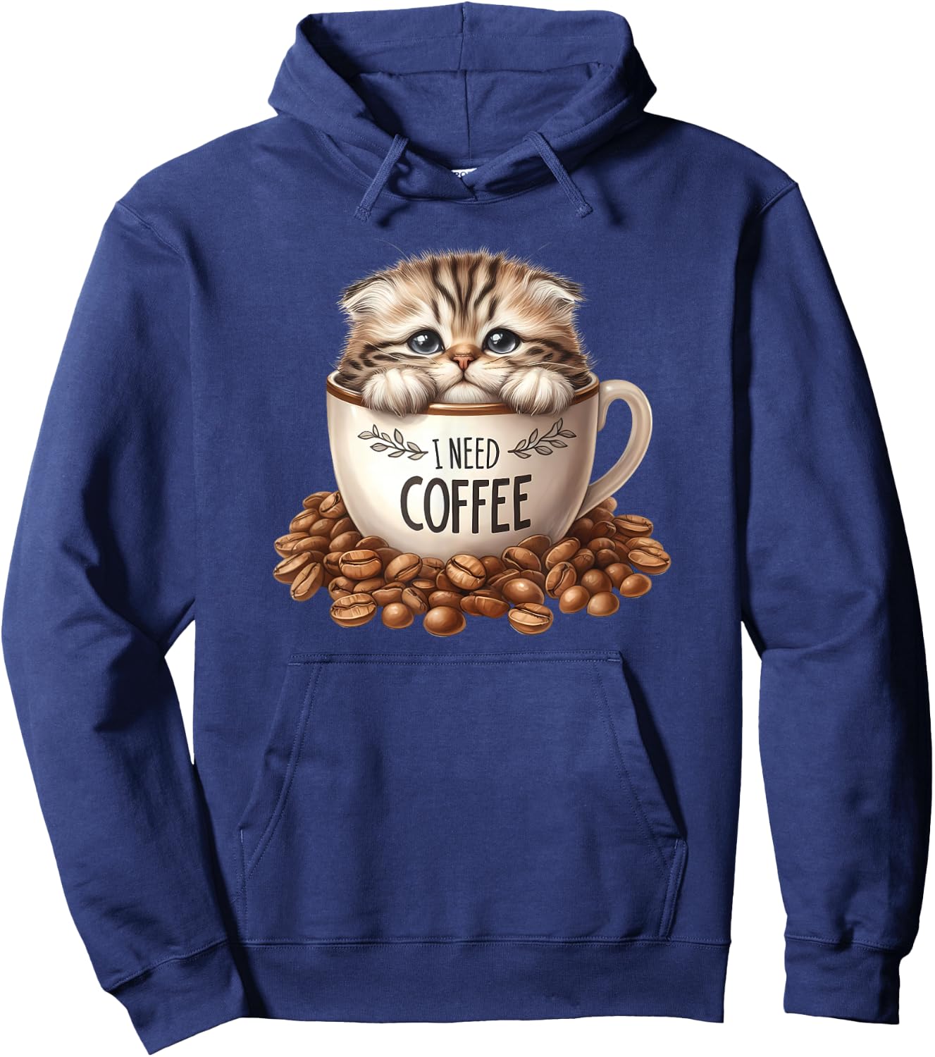 Cute Cat Sitting in Coffee Cup Kitten Lover Kitty Hoodie - Hoodie | Navy