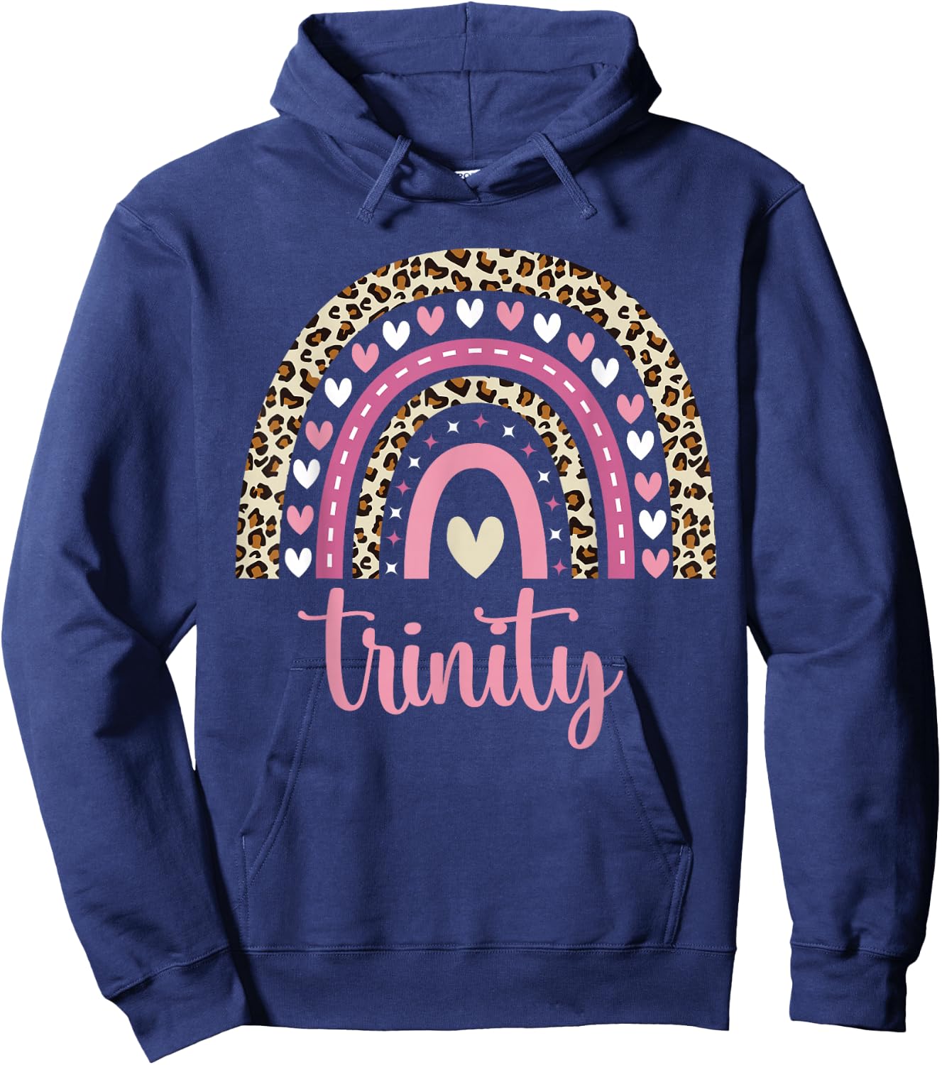 Trinity Rainbow Leopard Personalized Trinity Birthday Hoodie - Hoodie | Navy