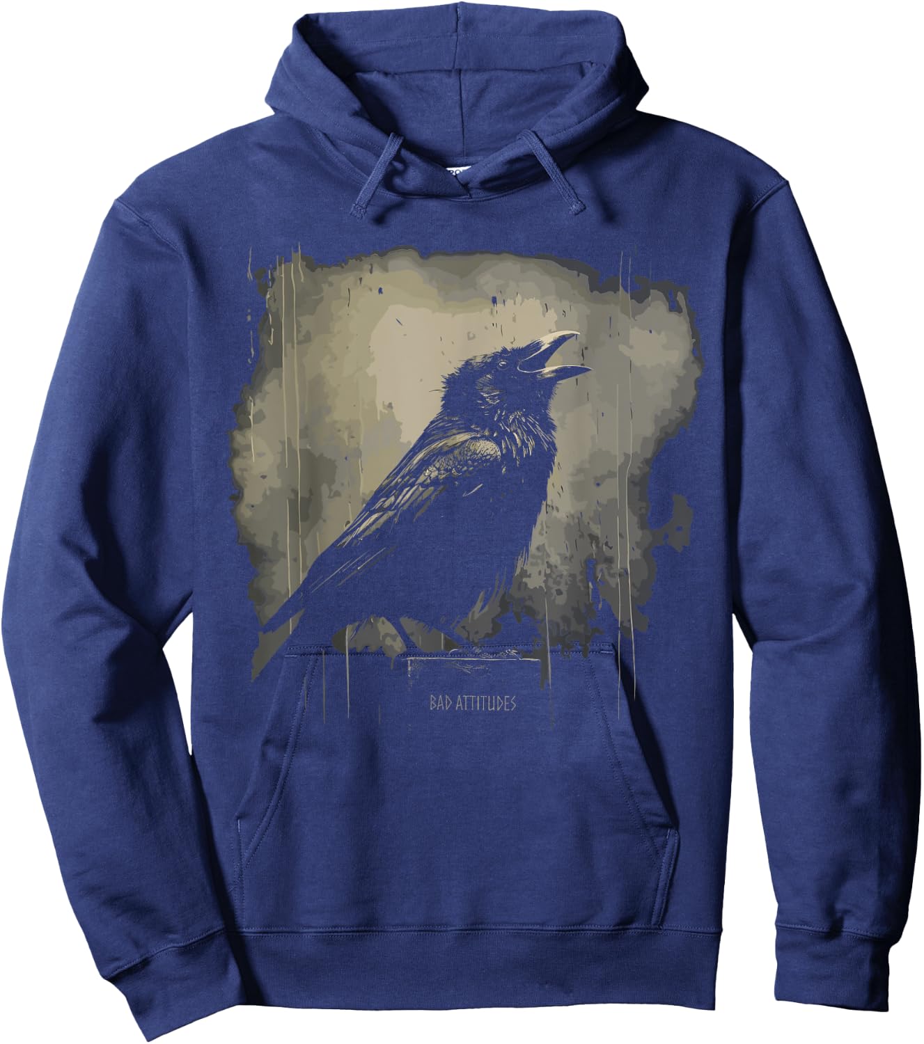 Bad Attitudes Gothic Rabe Krähe Goth Raven Dark Art Grunge Aesthetic für Damen und Herren - Schwarz, Kurzarm, , S Hoodie - Hoodie | Navy