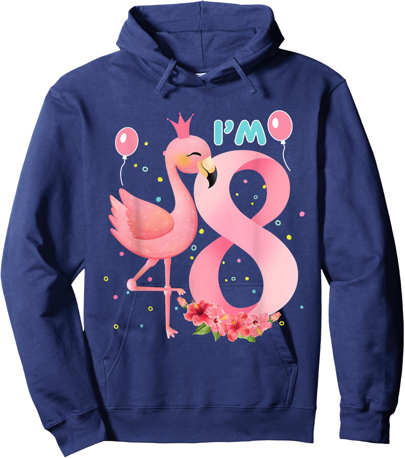 Flamingo 8th Birthday girl flamingo girls 8 year old Hoodie - Hoodie | Navy