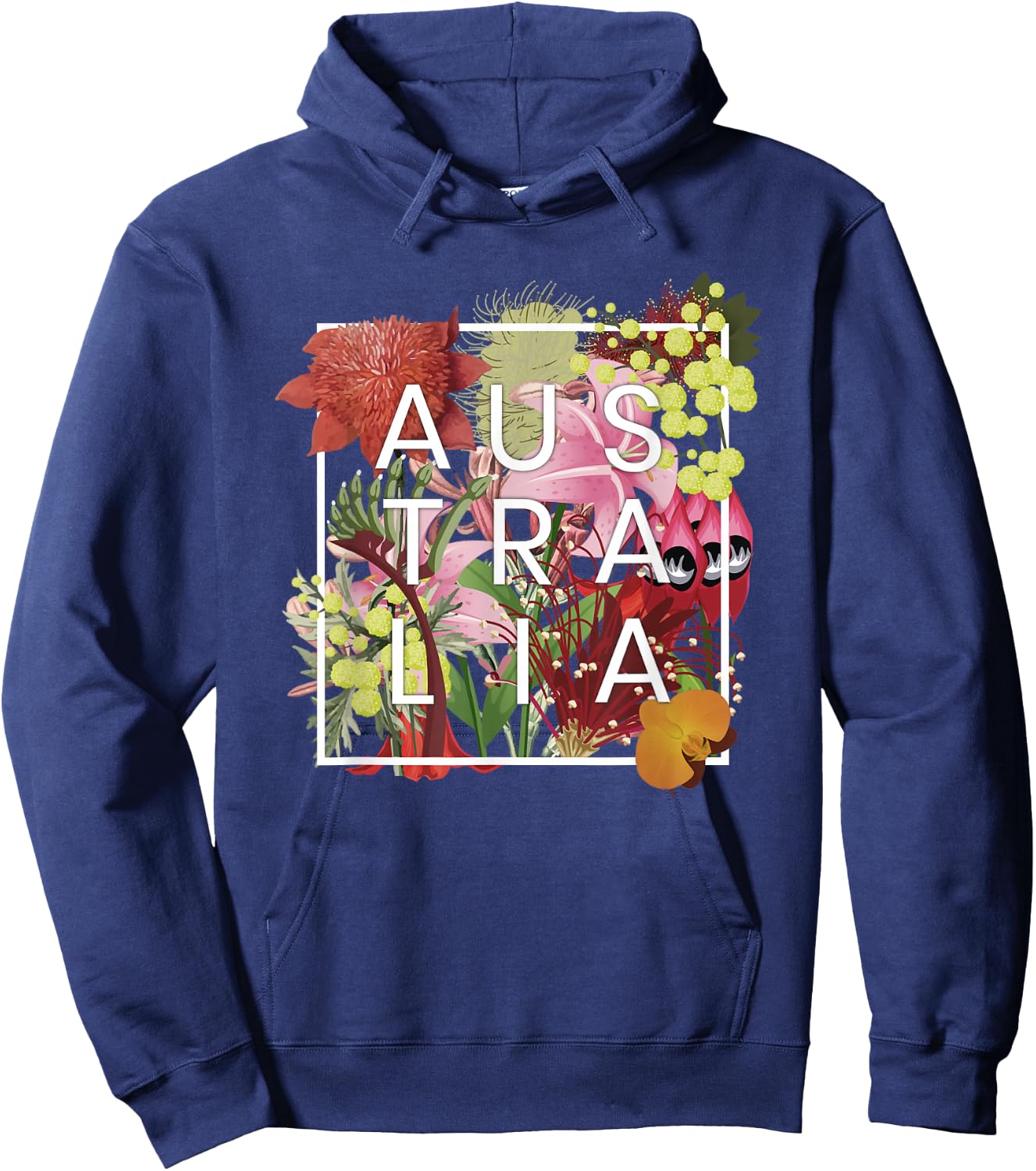 Flowers of Australia Word Art - Australian Pride Hoodie - Hoodie | Navy