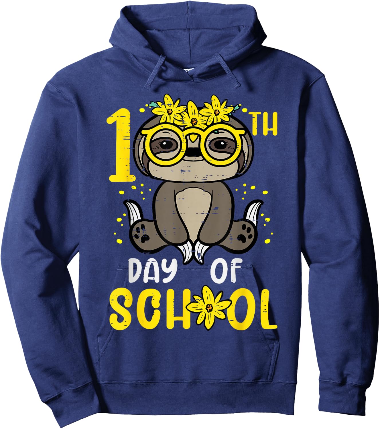 100th Day Of School Sloth 100 Days Girls Kids Toddler Youth Hoodie - Hoodie | Navy