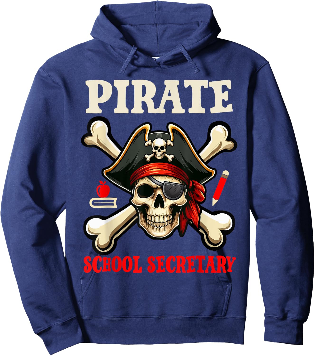 Pirate School Secretary Costume Skull Horror Pirate Lover Hoodie - Hoodie | Navy