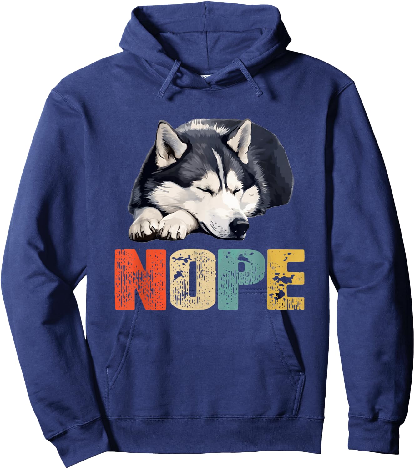 Vintage Nope Funny Siberian Husky Dog Lover Men Women Kids Hoodie - Hoodie | Navy