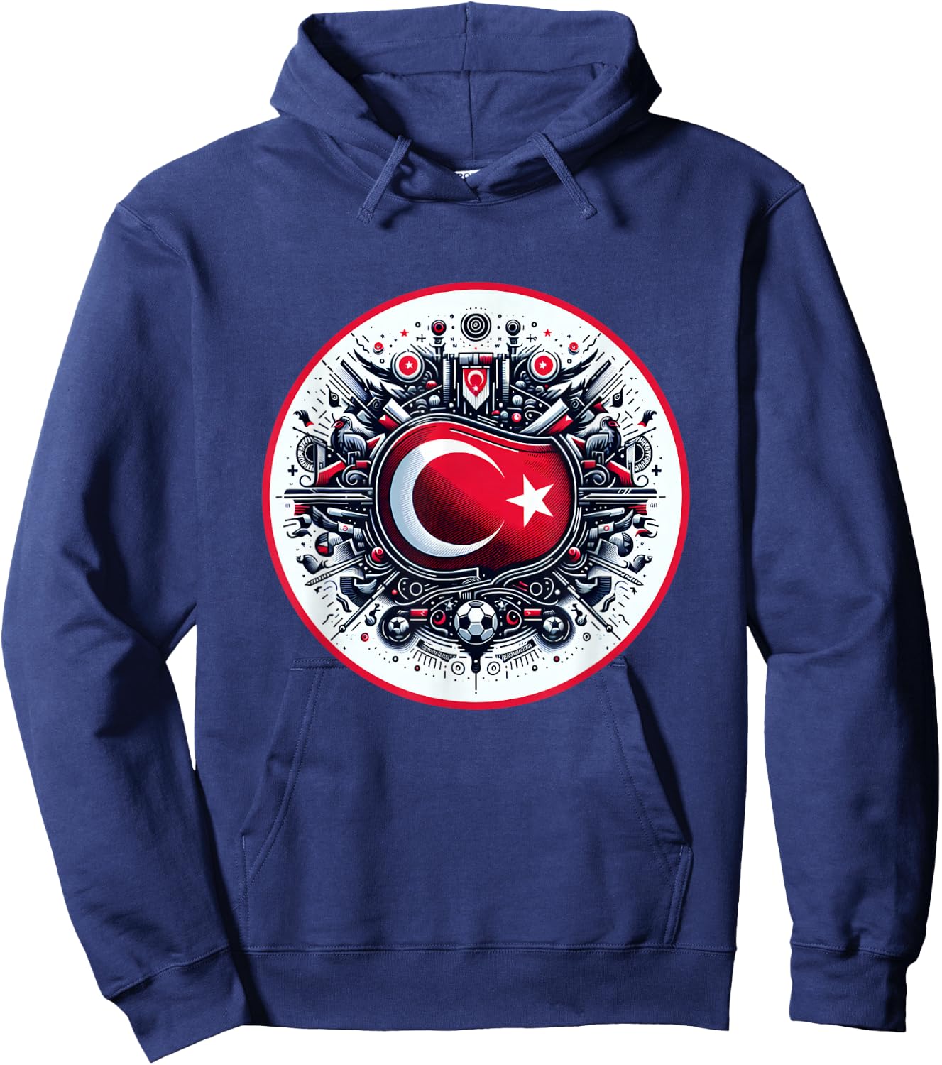 Banner Turkish Flag Turkey Türkiye Retro Art , Black, S Hoodie - Hoodie | Navy