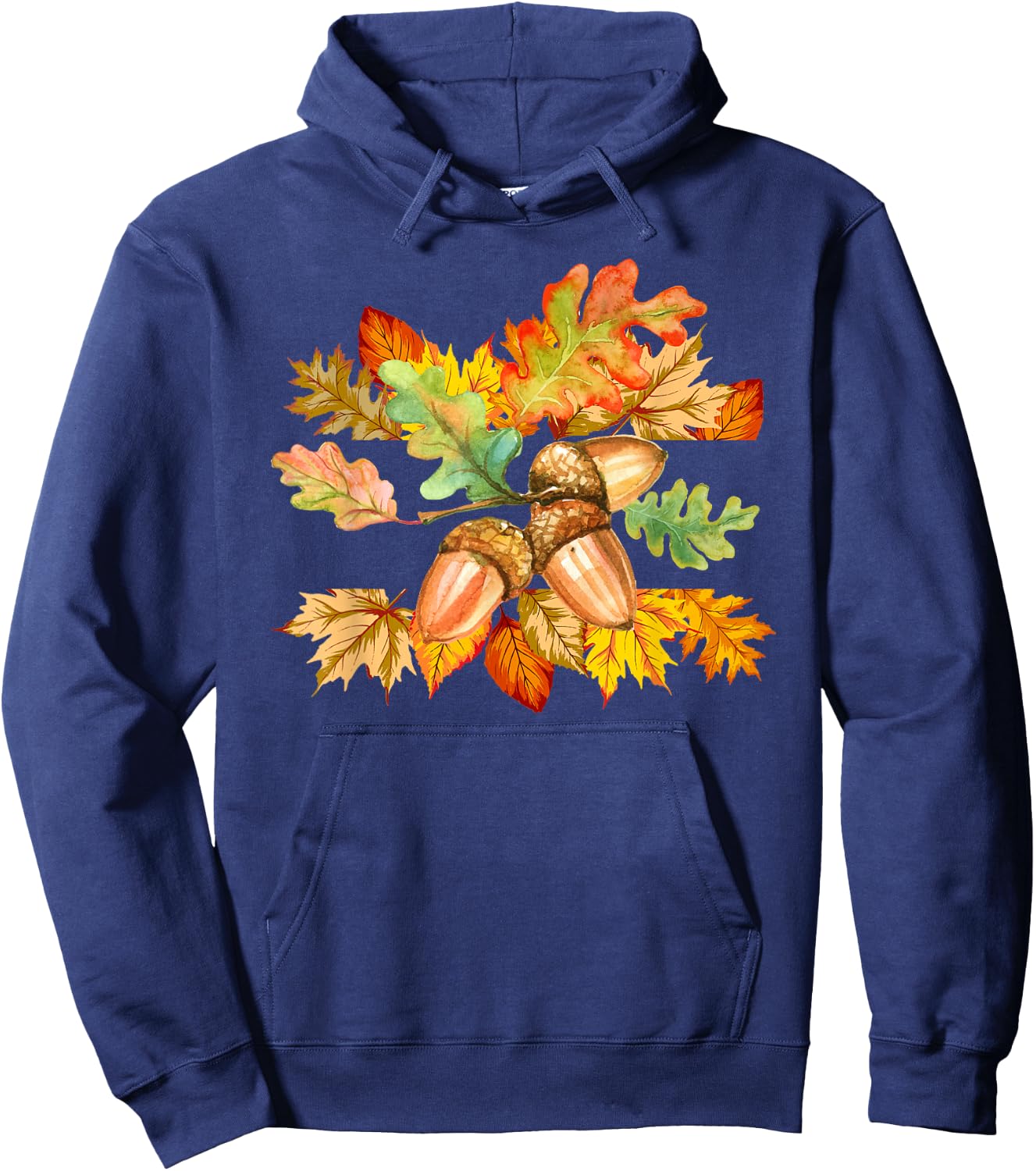 Autumn Leaves and Acorns Fall Season Thanksgiving Hoodie - Hoodie | Navy
