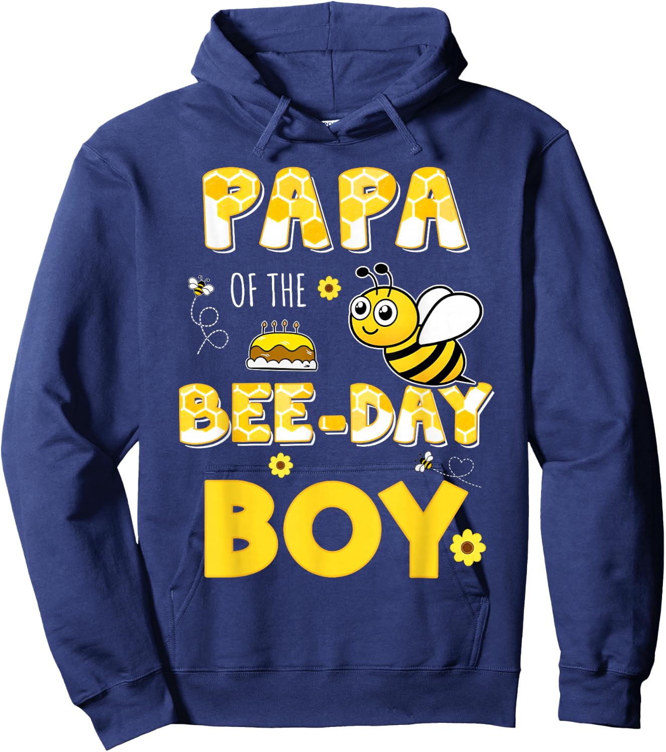Papa Of The Bee-Day Boy Hive Party Matching Birthday Grandpa Hoodie - Hoodie | Navy