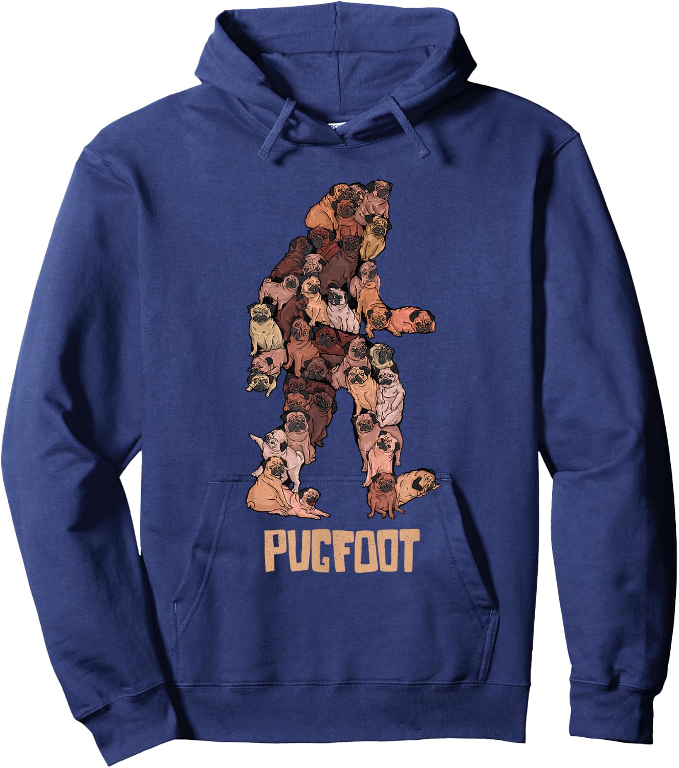 Pugfoot Pug Bigfoot - Funny Pugs Sasquatch Dog Pun Hoodie - Hoodie | Navy