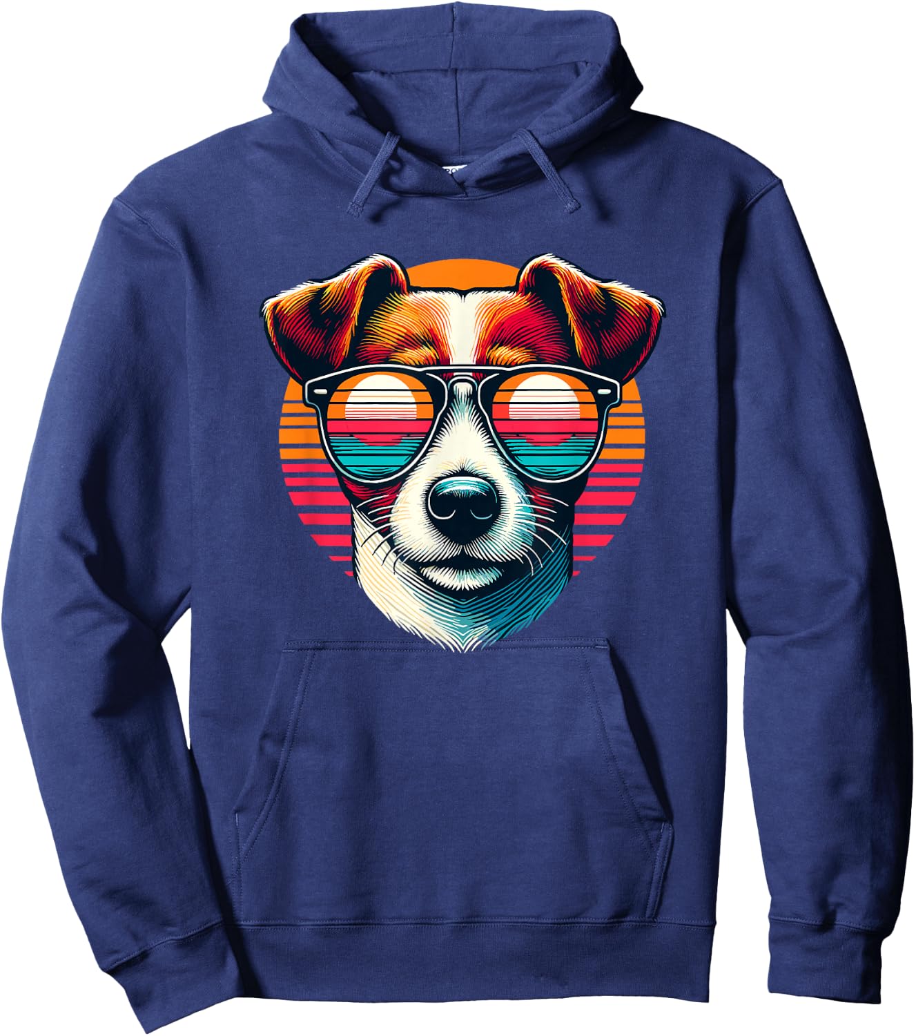 Retro Sunglasses Jack Russell Terrier Jack Russells , Black, S Hoodie - Hoodie | Navy