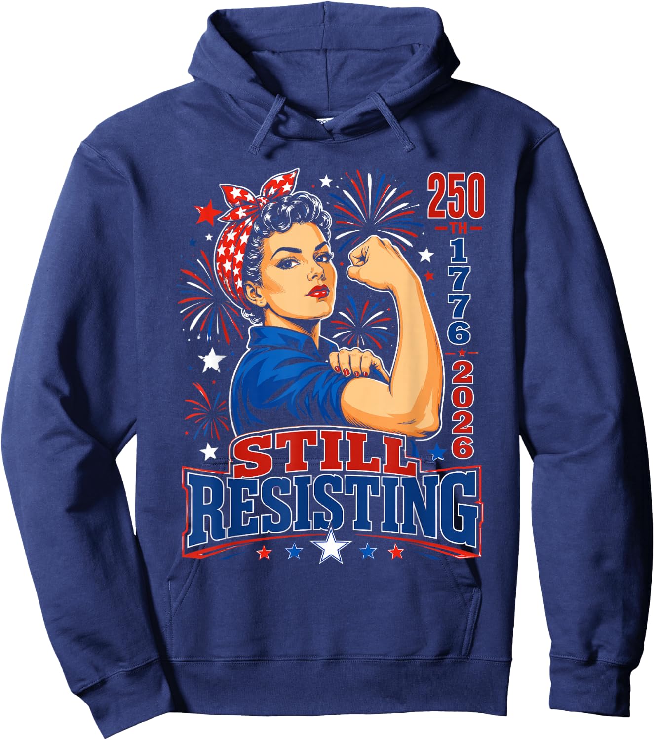 Vintage Americana Rosie the Riveter USA 250th Hoodie - Hoodie | Navy