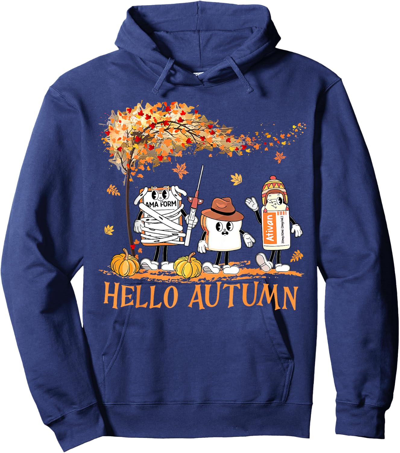 Hello Autumn Emergency Room ER Nurse Thanksgiving Fall Vibes Hoodie - Hoodie | Navy