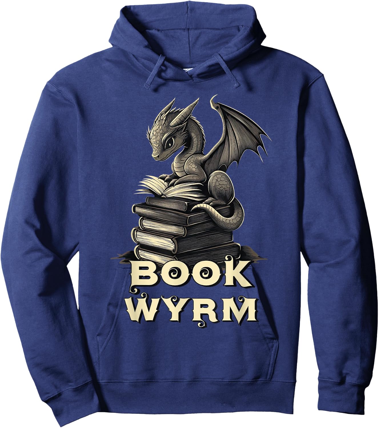 Bookwyrm Dragon Fantasy Bookish Fairytale Book Lover Hoodie - Hoodie | Navy