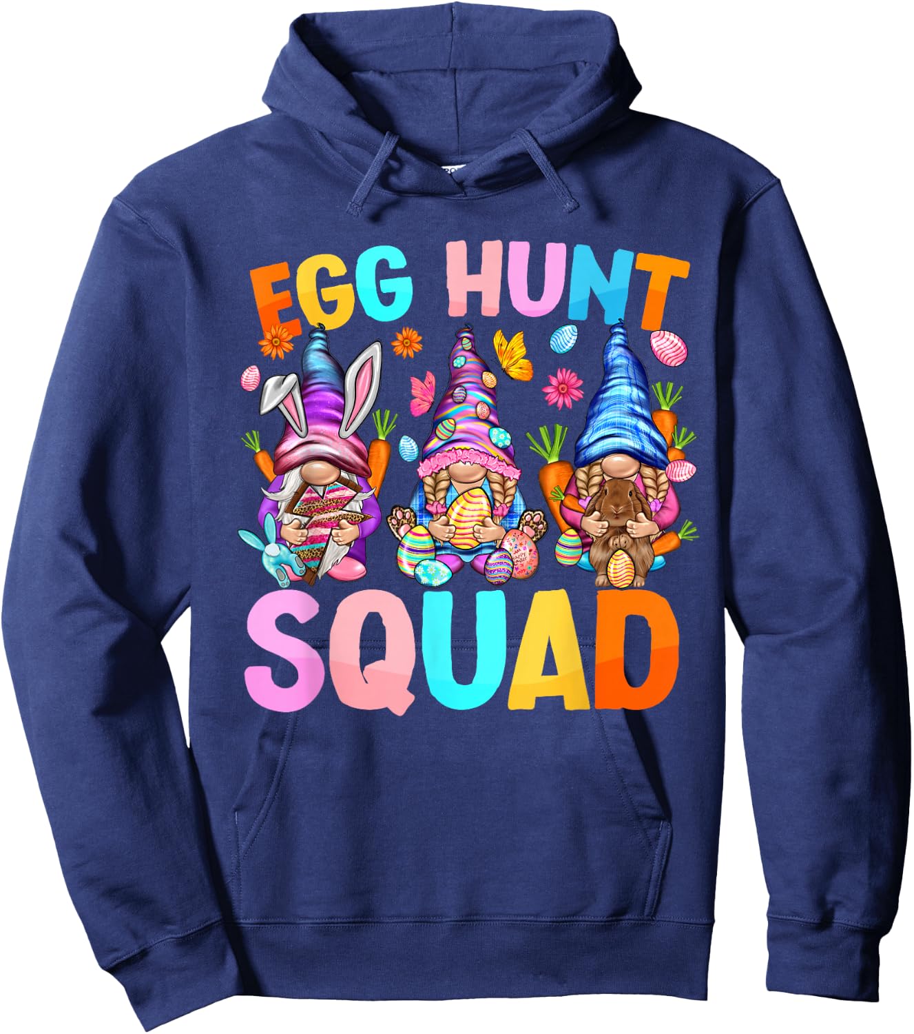 Egg Hunt Sqaud gnome Easter Day Gnome Rabbit Easter gnomies Hoodie - Hoodie | Navy