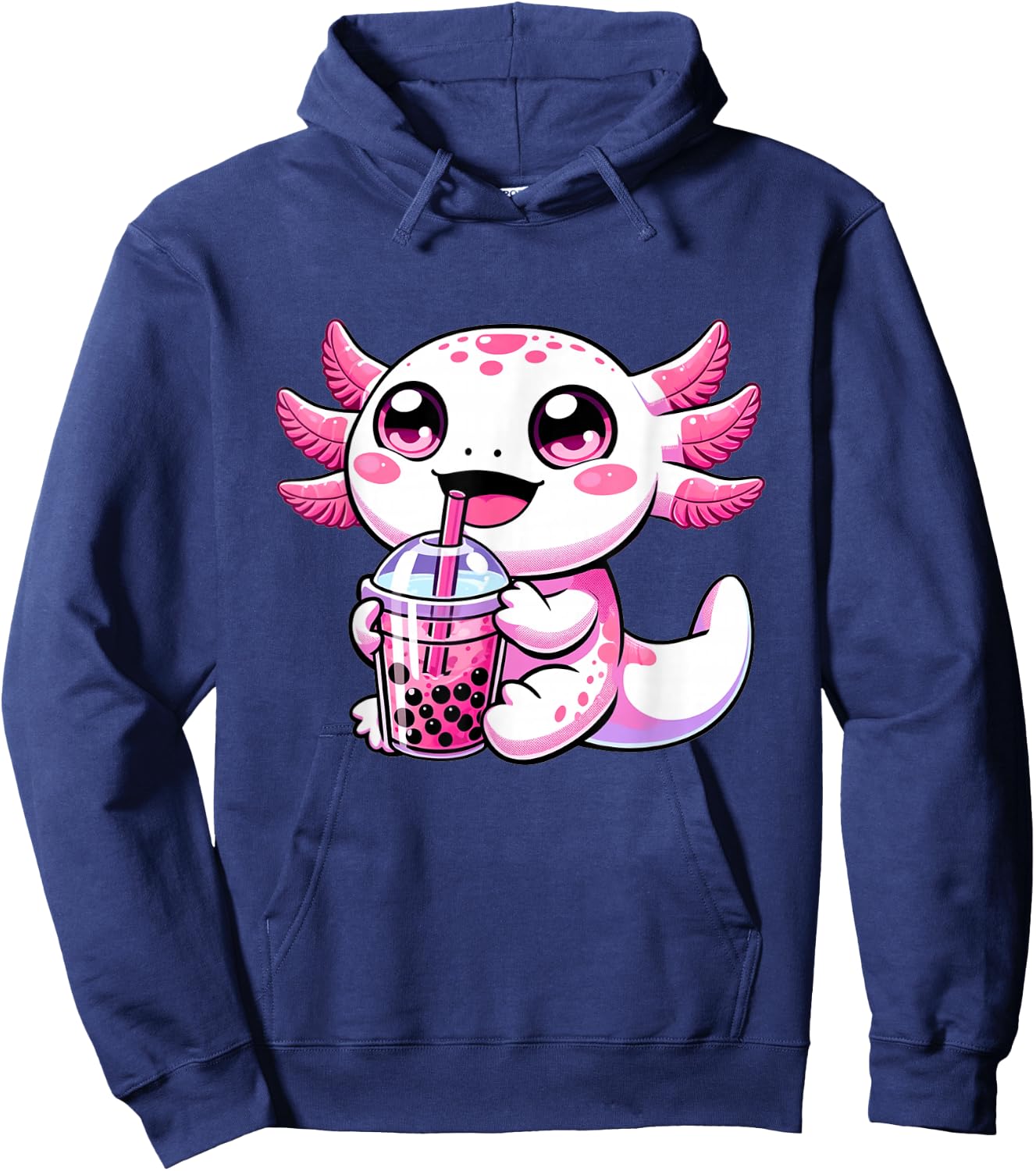 Kawaii Axolotl Boba Tea Anime Bubble Tea Axolotl Hoodie - Hoodie | Navy