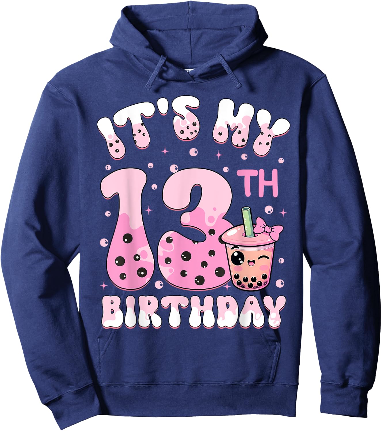 It's My 13th Birthday Coquette Bow Boba Tea Party 13 Years Hoodie - Hoodie | Navy