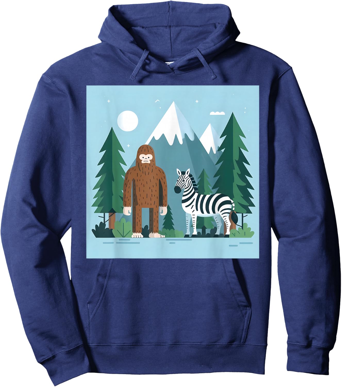 Bigfoot And Zebra Sasquatch Hoodie - Hoodie | Navy