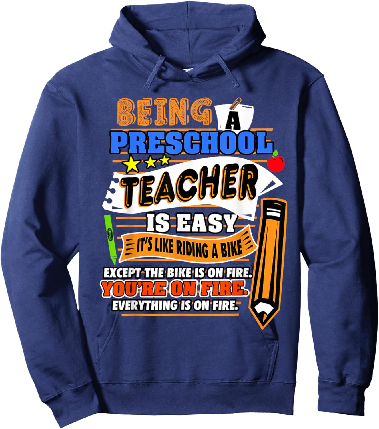 Funny Preschool Teacher Gift Sarcastic Pre-K Men Women Kids Hoodie - Hoodie | Navy
