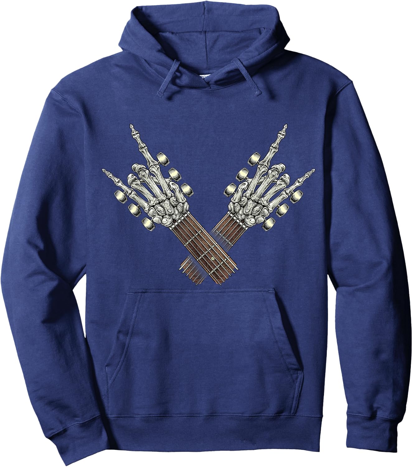 Rock On Guitar Neck Rock & Roll Halloween Skeleton Hand 2 Hoodie - Hoodie | Navy