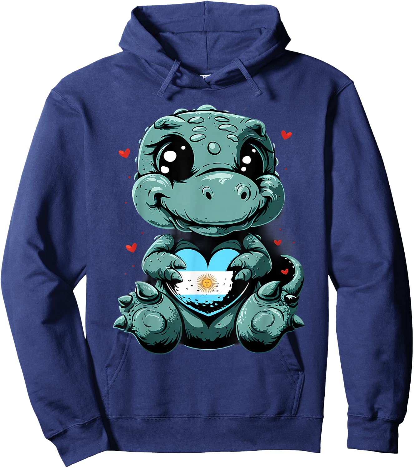 Dino Argentinian Flag Heart Argentinian Roots Argentina Hoodie - Hoodie | Navy