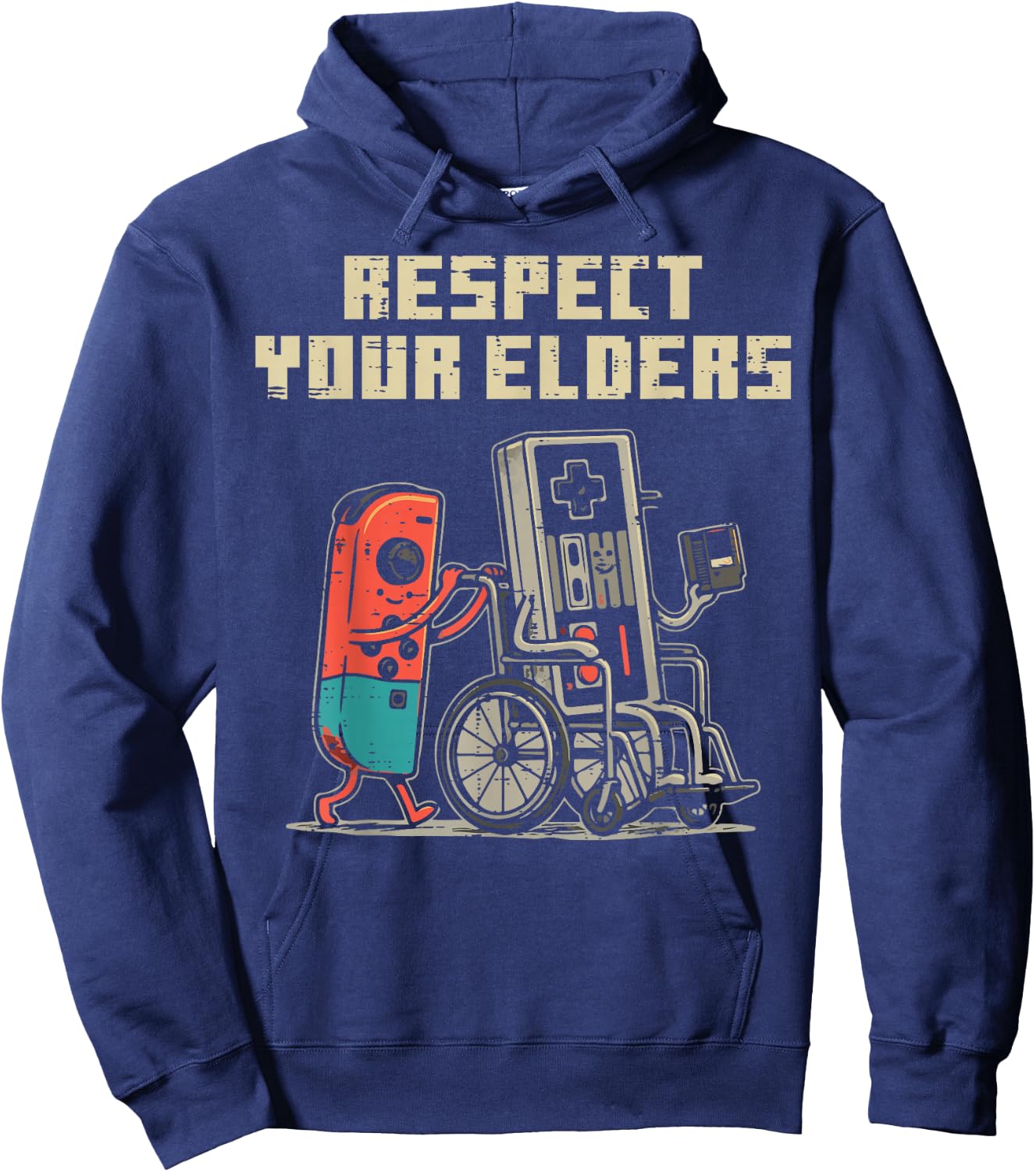 Gamer Controller Respect Your Elders Funny Men Boys Kids Hoodie - Hoodie | Navy