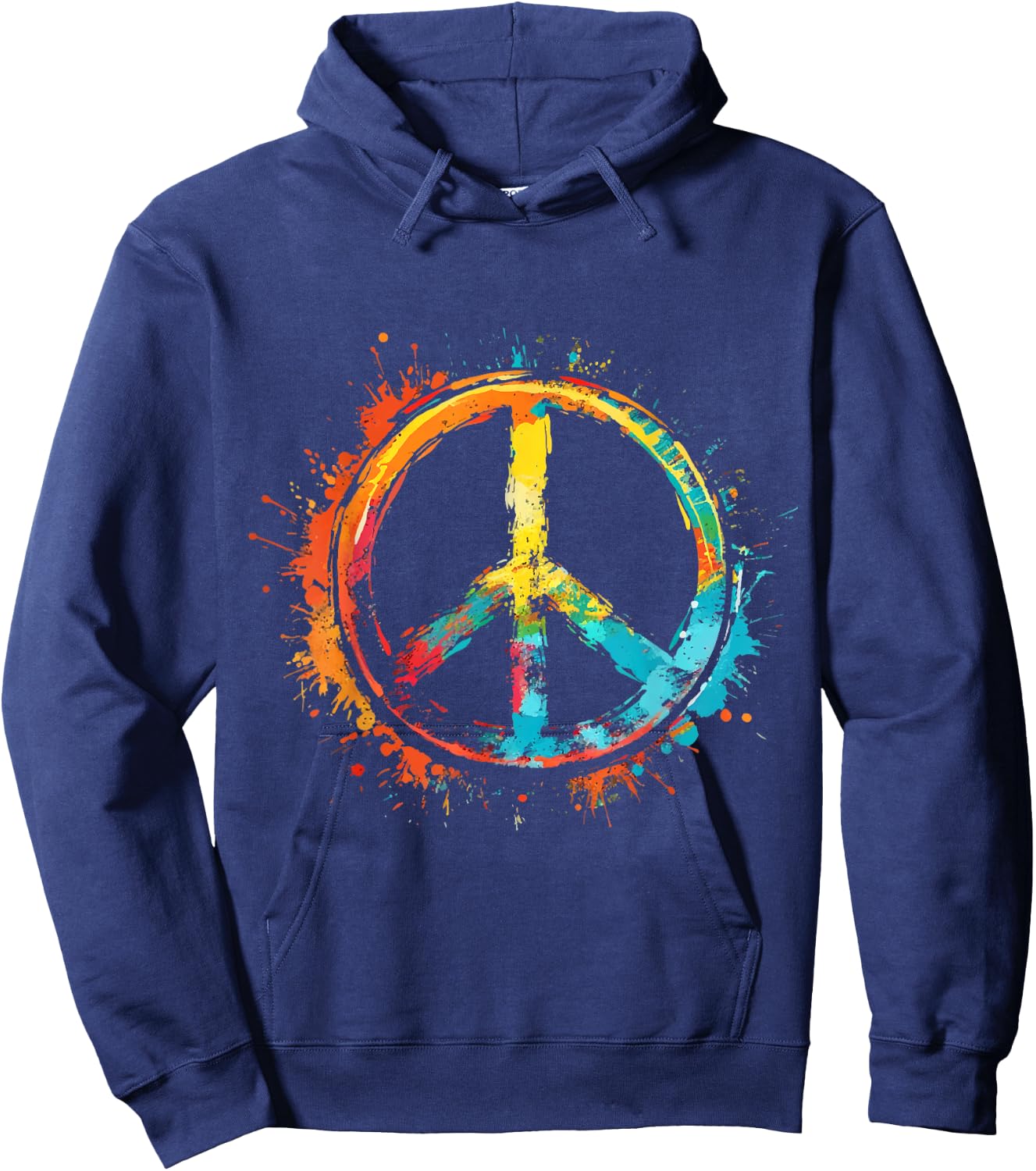 Peace Love Hippie Costume Peace Symbol 60s 70s , Black, S Hoodie - Hoodie | Navy