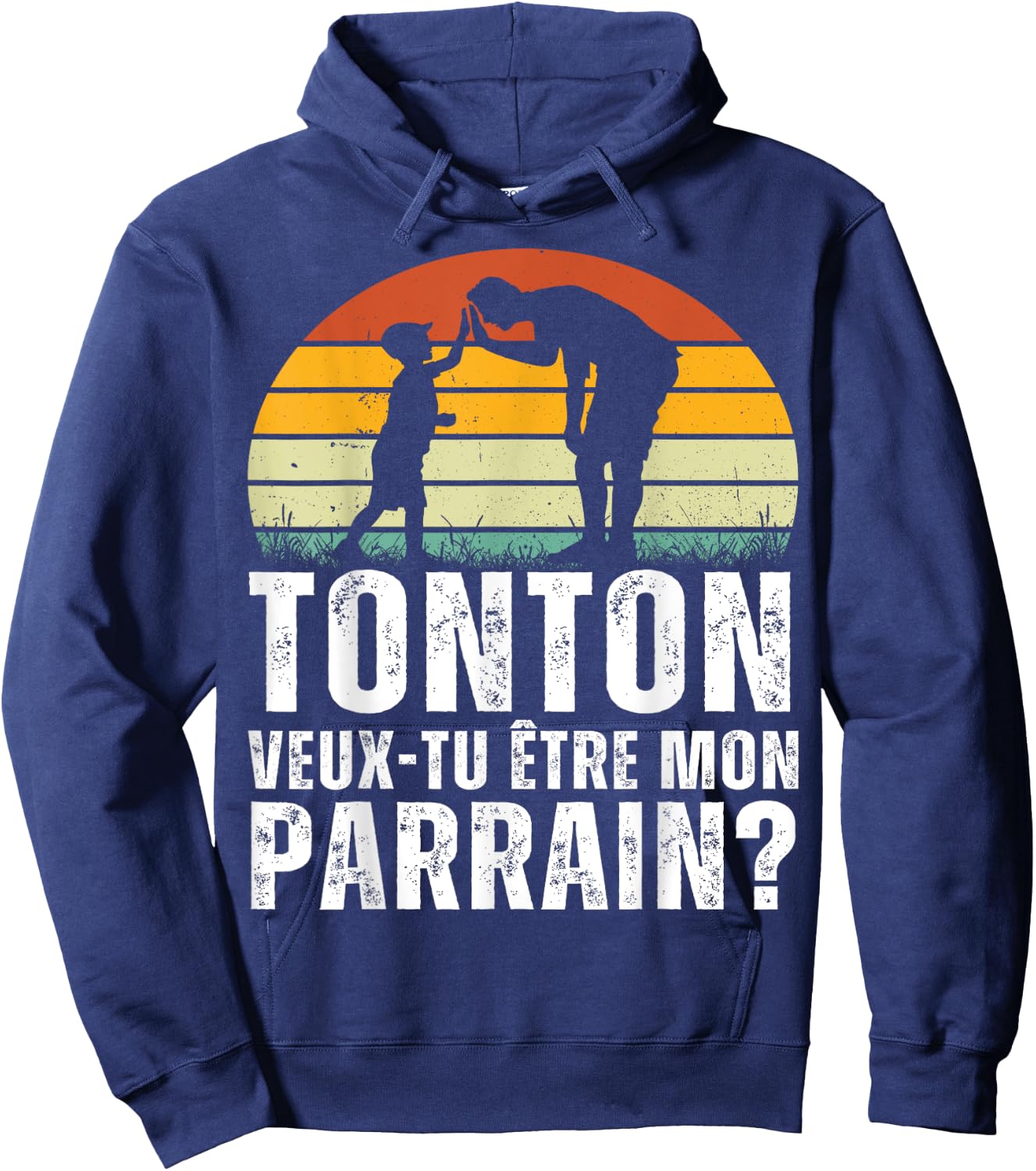 Tonton Want to Be My Godfather Gift Request Godfather Retro , Black, S Hoodie - Hoodie | Navy
