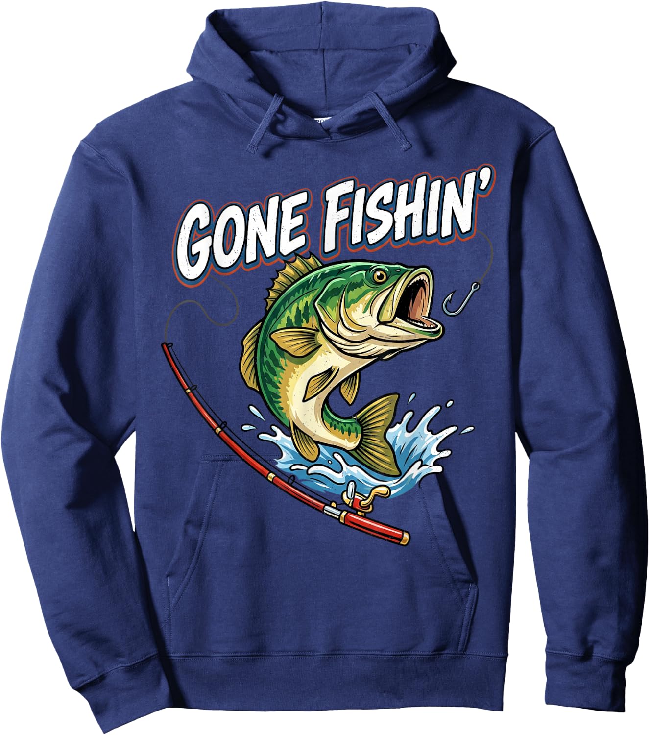 Gone Fishin' Funny Fisherman Lover Bass Fishing Angler Hoodie - Hoodie | Navy